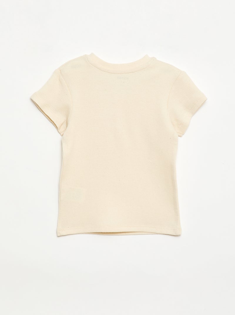 Pijama curto 2 peças em malha canelada Branco - Kiabi