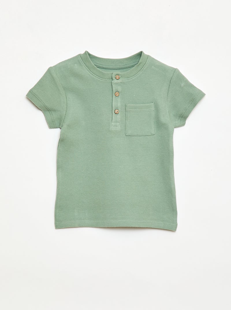 Pijama curto 2 peças em malha canelada Verde - Kiabi