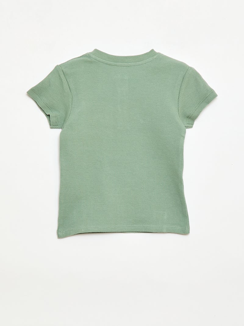 Pijama curto 2 peças em malha canelada Verde - Kiabi
