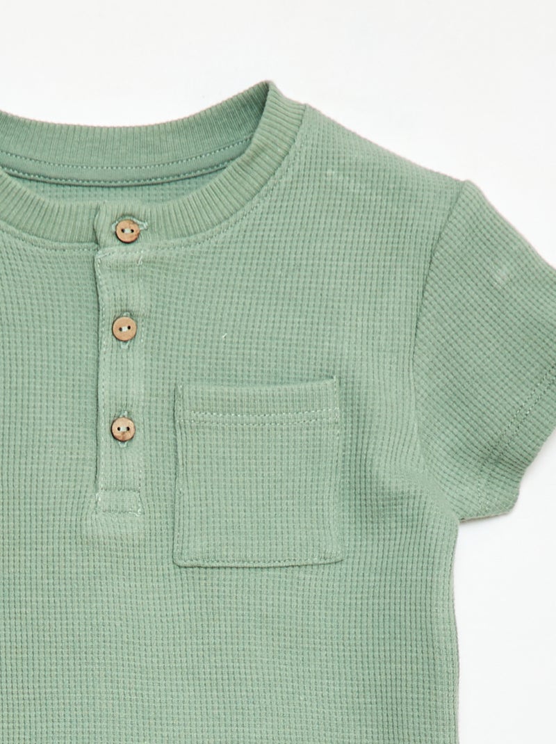 Pijama curto 2 peças em malha canelada Verde - Kiabi
