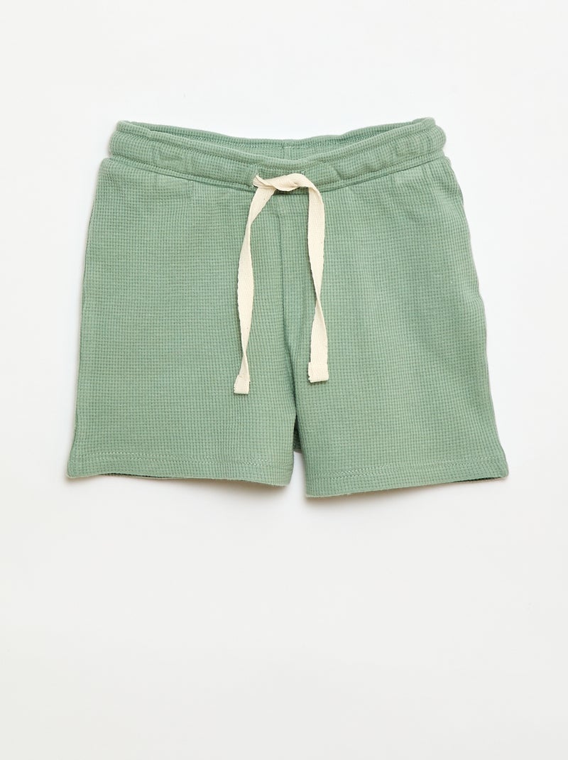 Pijama curto 2 peças em malha canelada Verde - Kiabi