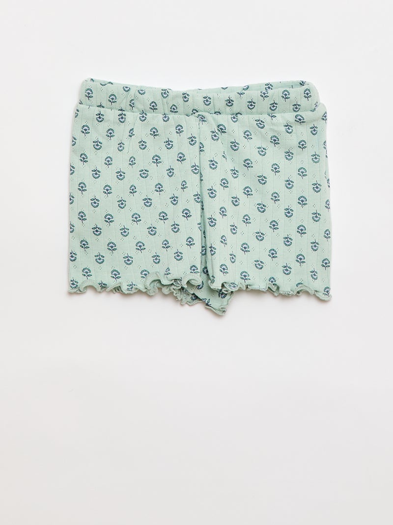 Pijama Curto 2 Peças Verde - Kiabi