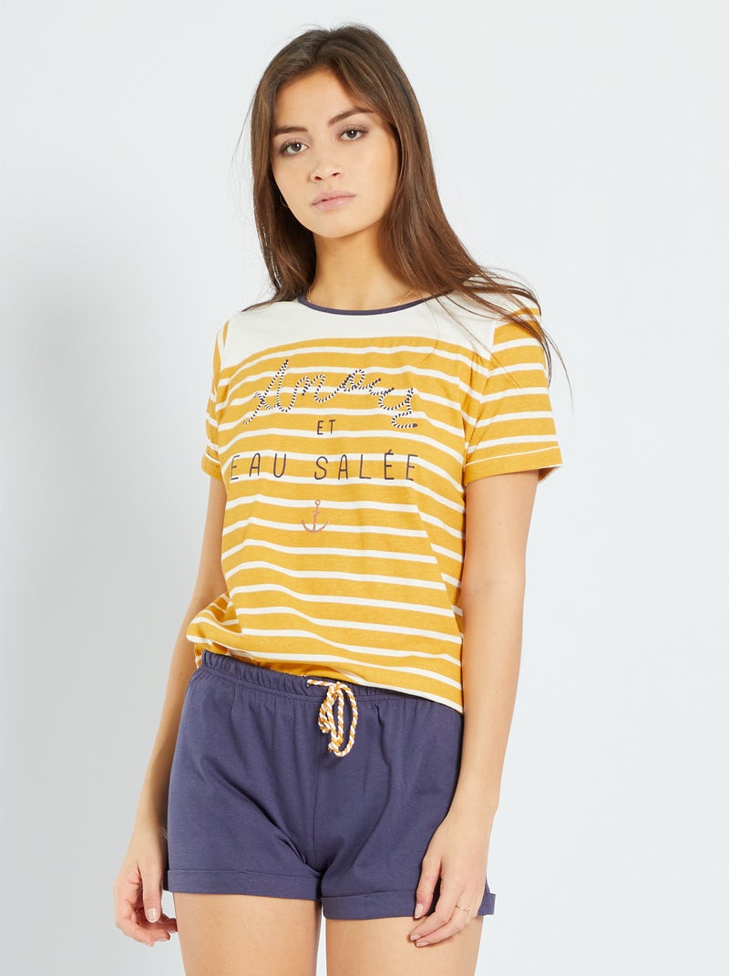 Pijama curto à marinheiro AMARELO - Kiabi