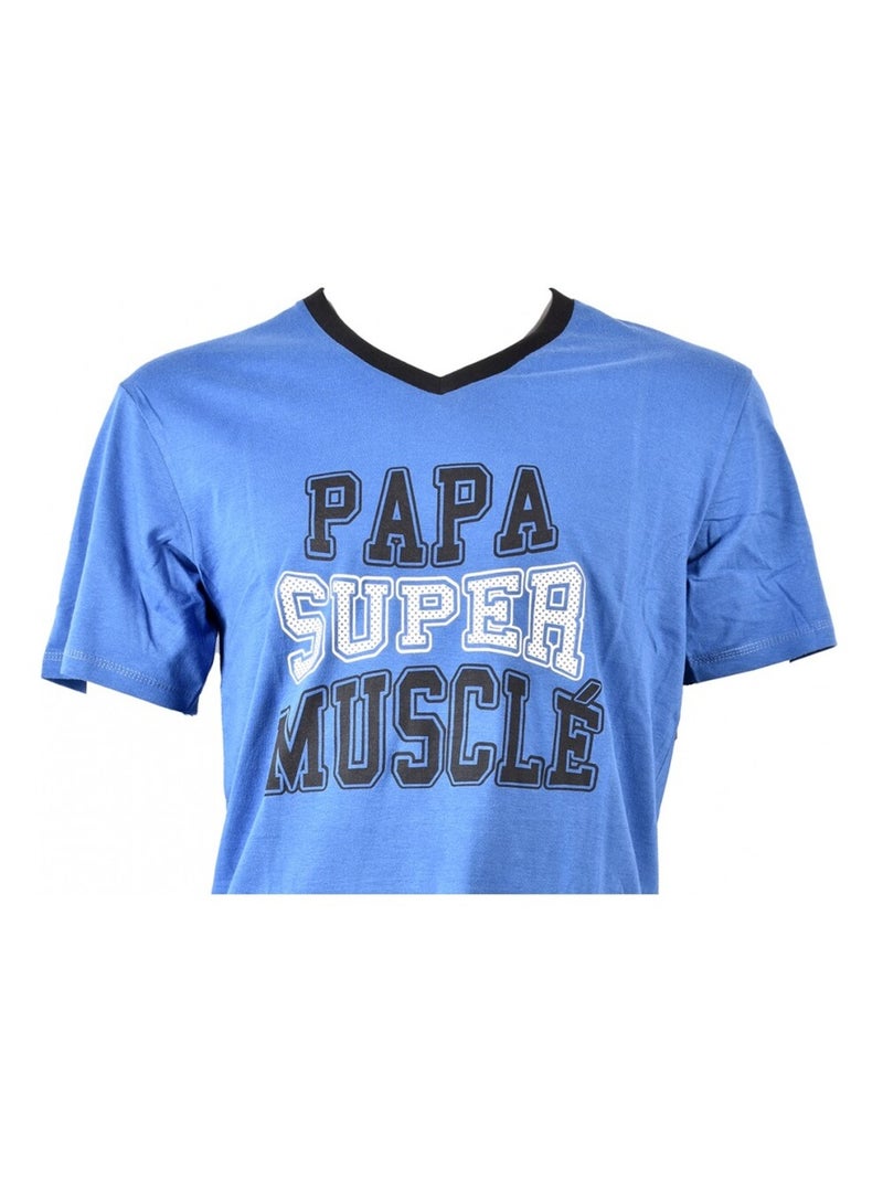 Pijama Curto Algodão Azul-Preto - Kiabi