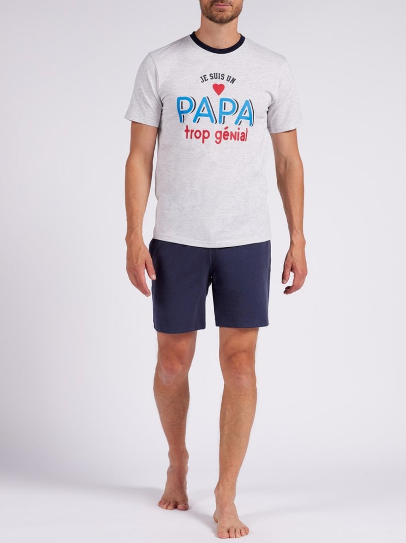 Pijama Curto Algodão Cinza - Kiabi