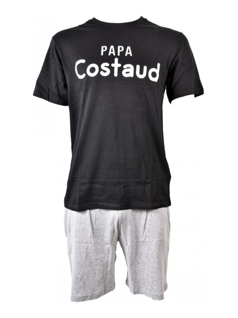 Pijama Curto Algodão Preto Cinza - Kiabi