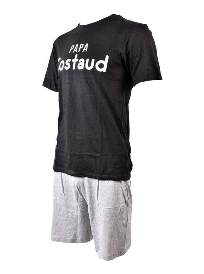 Pijama Curto Algodão Preto Cinza - Kiabi