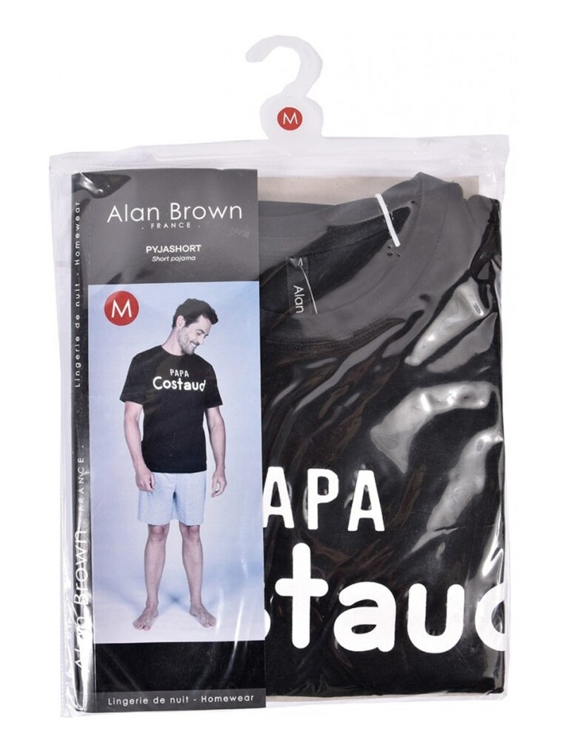 Pijama Curto Algodão Preto Cinza - Kiabi