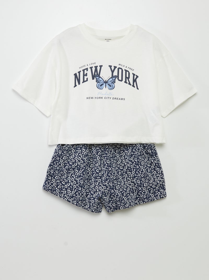 Pijama curto americano BRANCO - Kiabi