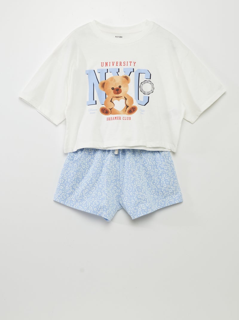 Pijama curto americano BRANCO - Kiabi