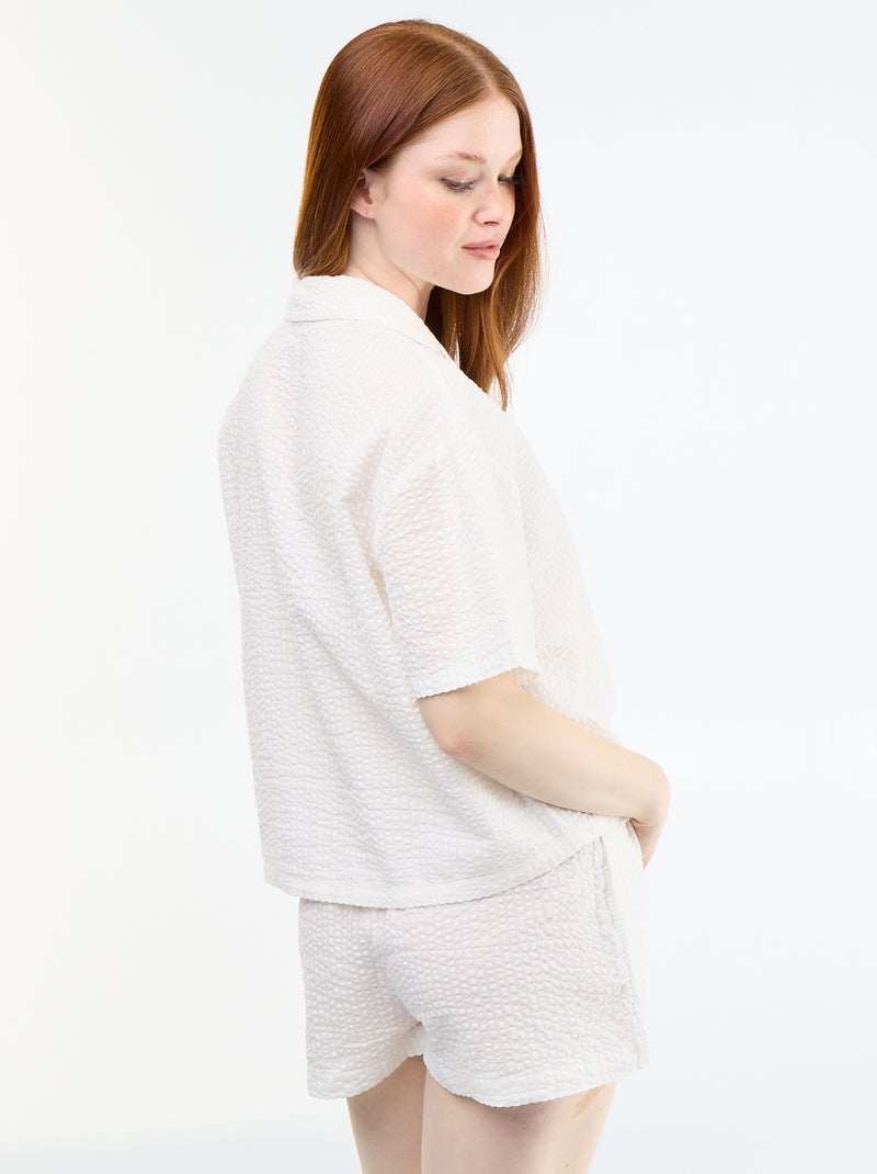 Pijama curto às riscas - 2 peças Branco - Kiabi