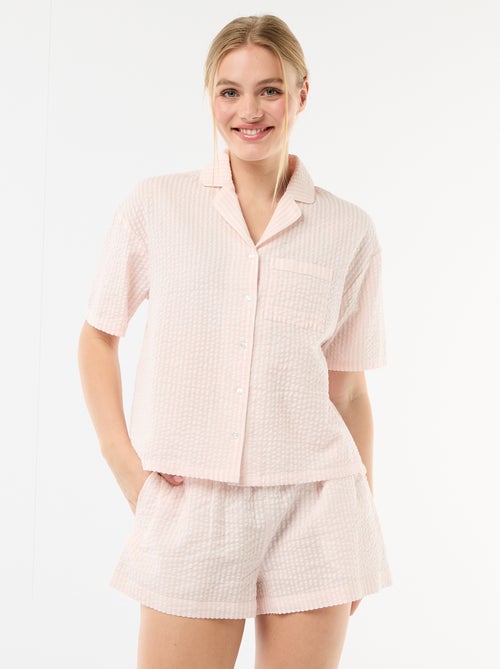 Pijama curto às riscas - 2 peças - Kiabi