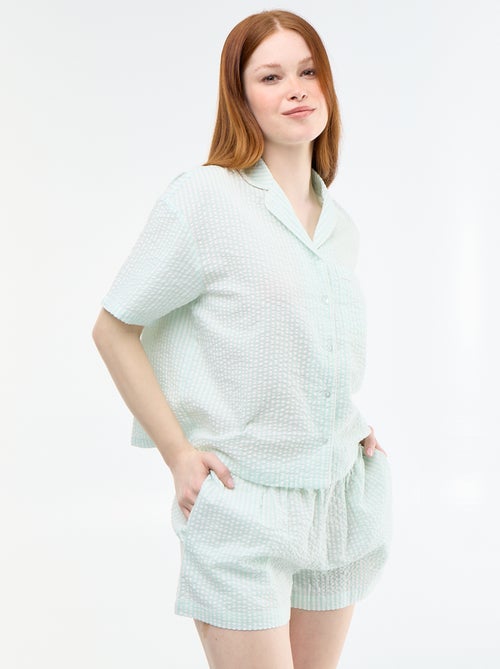 Pijama curto às riscas - 2 peças - Kiabi