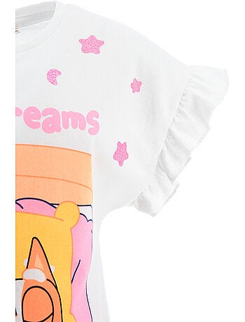 Pijama curto bluey rosa menina | licença oficial