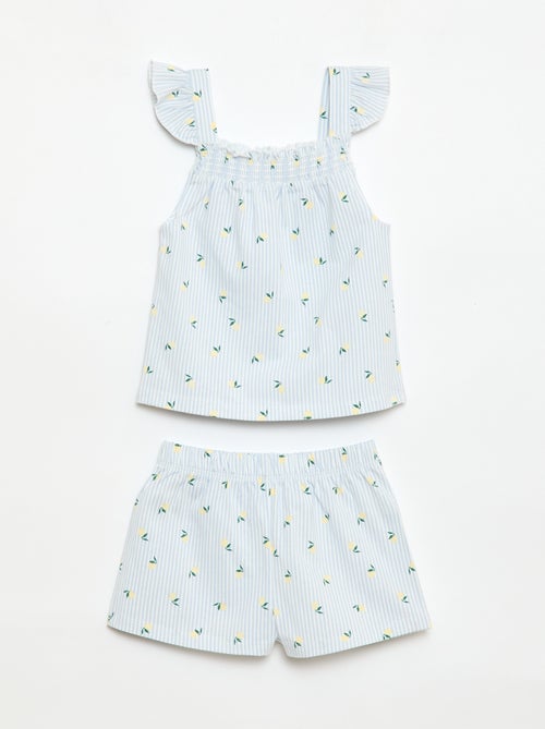 Pijama Curto Blusa com Folho + Calções - 2 Peças - Kiabi