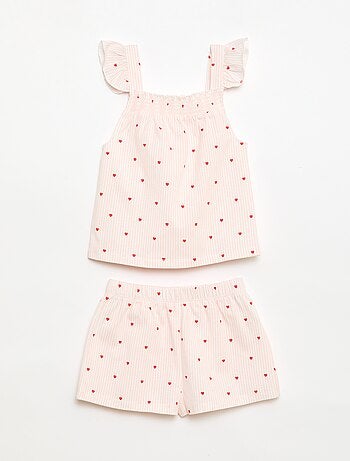 Pijama Curto Blusa com Folho + Calções - 2 Peças