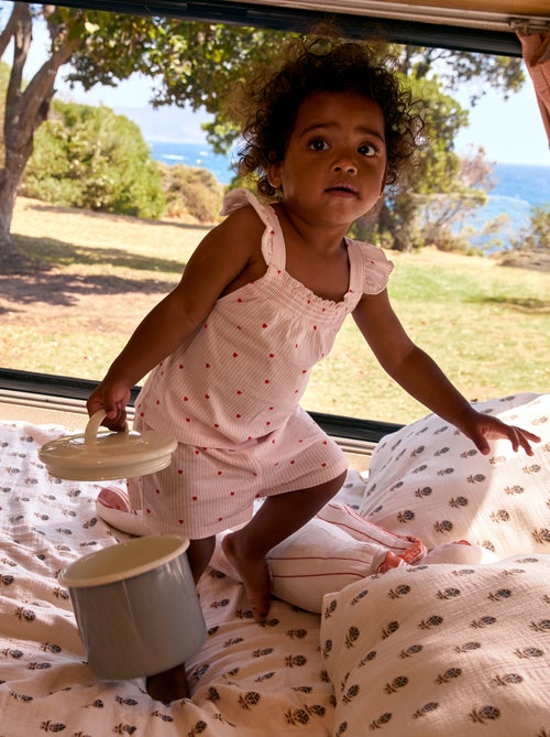 Pijama Curto Blusa com Folho + Calções - 2 Peças - Kiabi