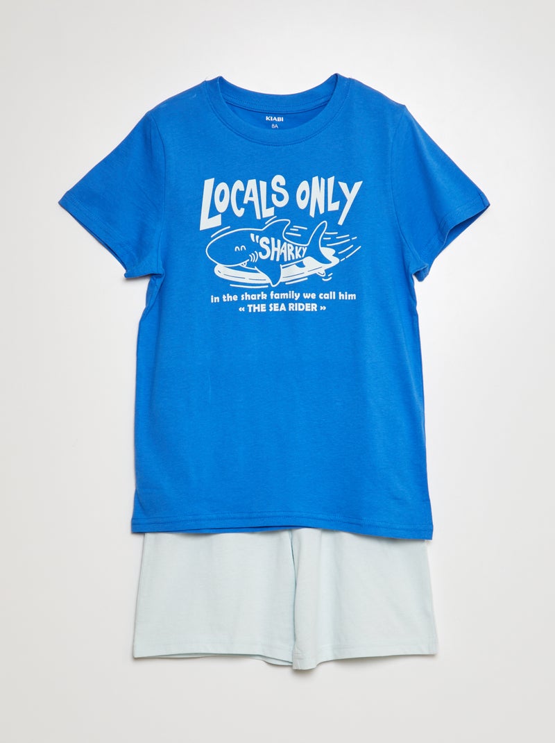 Pijama curto calções + t-shirt - 2 peças AZUL - Kiabi