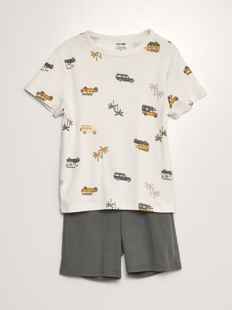 Pijama curto calções + t-shirt - 2 peças BRANCO - Kiabi
