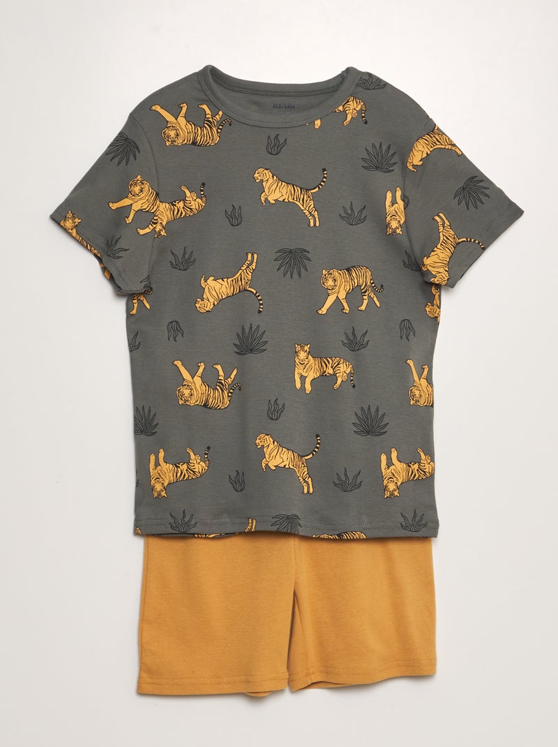 Pijama curto calções + t-shirt - 2 peças CINZA - Kiabi
