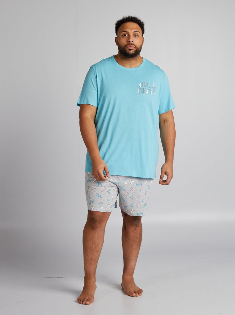 Pijama curto calções + t-shirt - 2 peças CINZA - Kiabi
