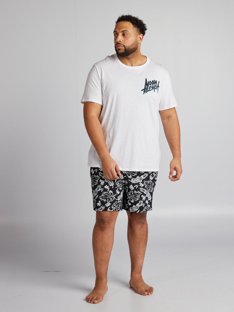 Pijama curto calções + t-shirt - 2 peças PRETO - Kiabi