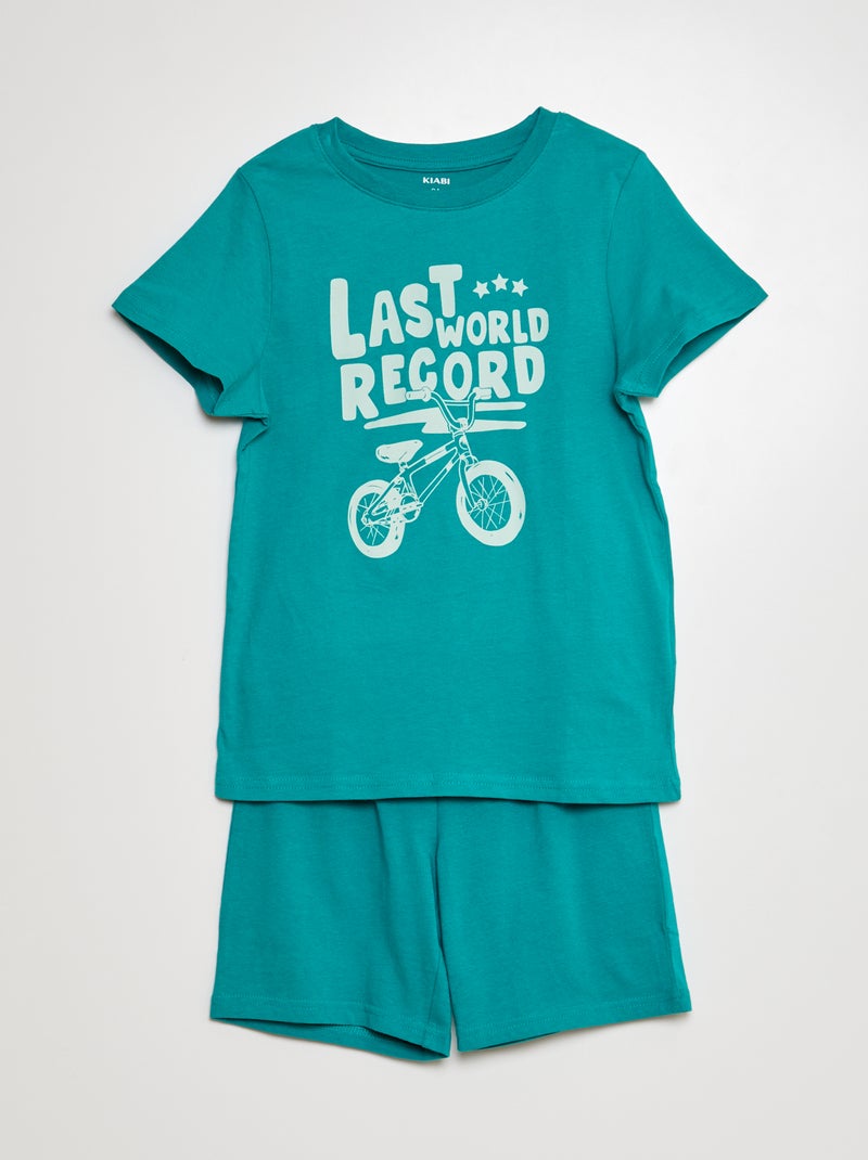 Pijama curto calções + t-shirt - 2 peças VERDE - Kiabi