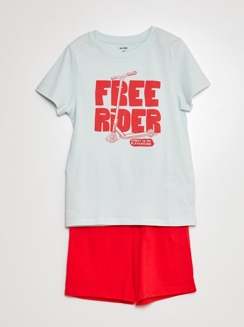 Pijama curto calções + t-shirt - 2 peças Vermelho - Kiabi