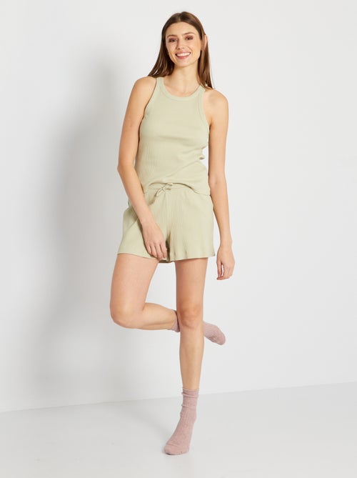 Pijama curto calções + top de alças - 2 peças - Kiabi