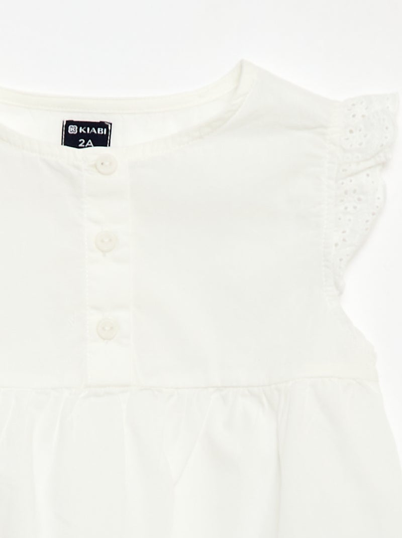 Pijama curto camisola de alças + calções - 2 peças Branco - Kiabi