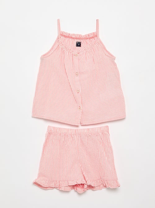 Pijama Curto Camisola de Alças + Calções - 2 Peças - Kiabi