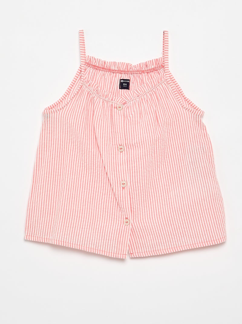Pijama Curto Camisola de Alças + Calções - 2 Peças Vermelho - Kiabi