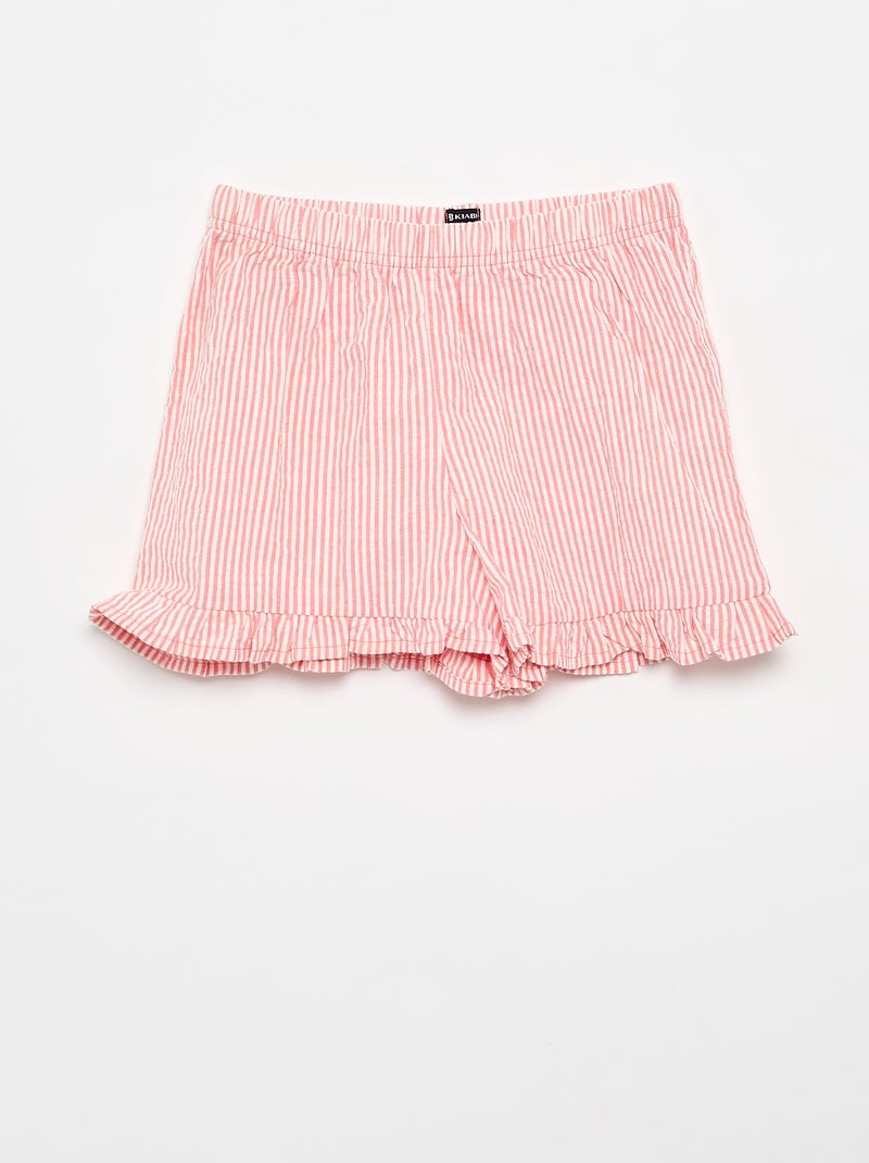 Pijama Curto Camisola de Alças + Calções - 2 Peças Vermelho - Kiabi
