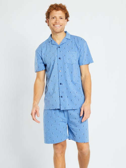 Pijama curto com abertura com botões - 2 peças - Kiabi