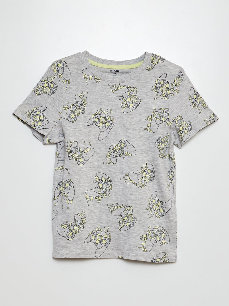 Pijama curto com calções + t-shirt - 2 peças CINZA - Kiabi