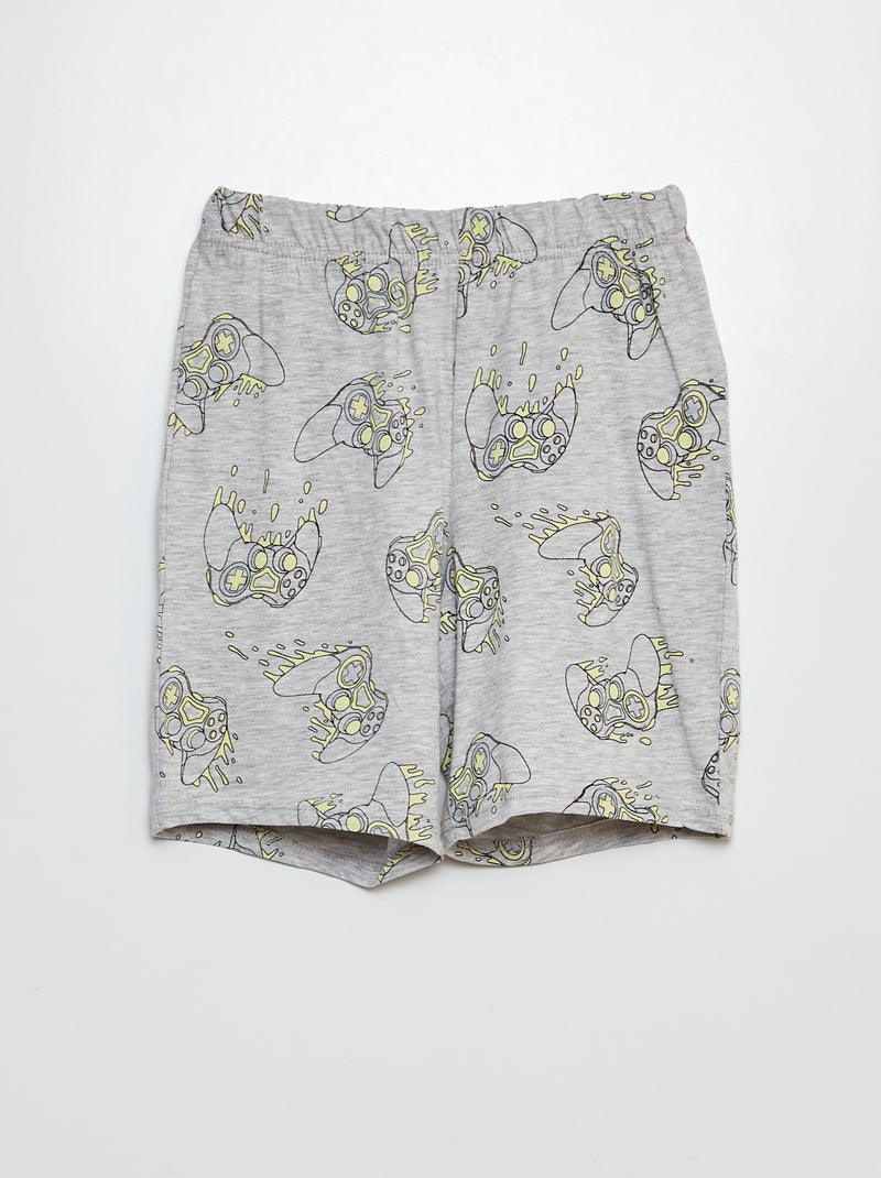 Pijama curto com calções + t-shirt - 2 peças CINZA - Kiabi