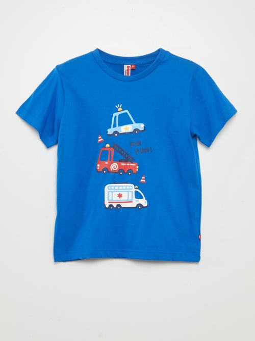 Pijama curto com calções + t-shirt 'bombeiros' - 2 peças - Kiabi