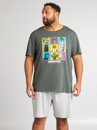 Pijama curto com calções + t-shirt 'Minecraft' - 2 peças