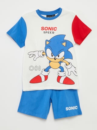 Pijama curto com calções + t-shirt 'Sonic' - 2 peças