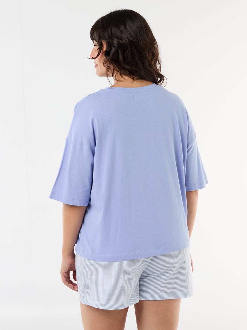 Pijama Curto com Estampado - 2 Peças Azul - Kiabi