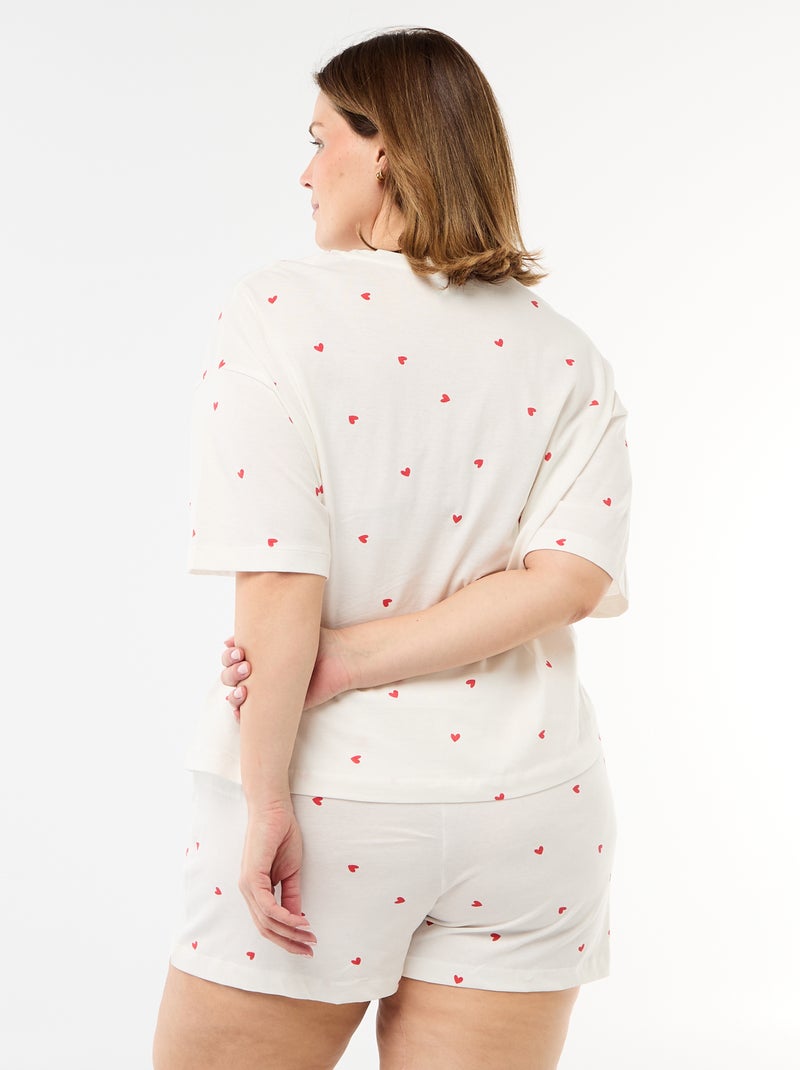 Pijama Curto com Estampado - 2 Peças Branco - Kiabi
