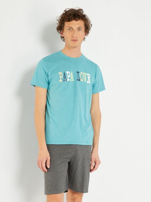 Pijama curto com estampado à frente  - 2 peças - Kiabi