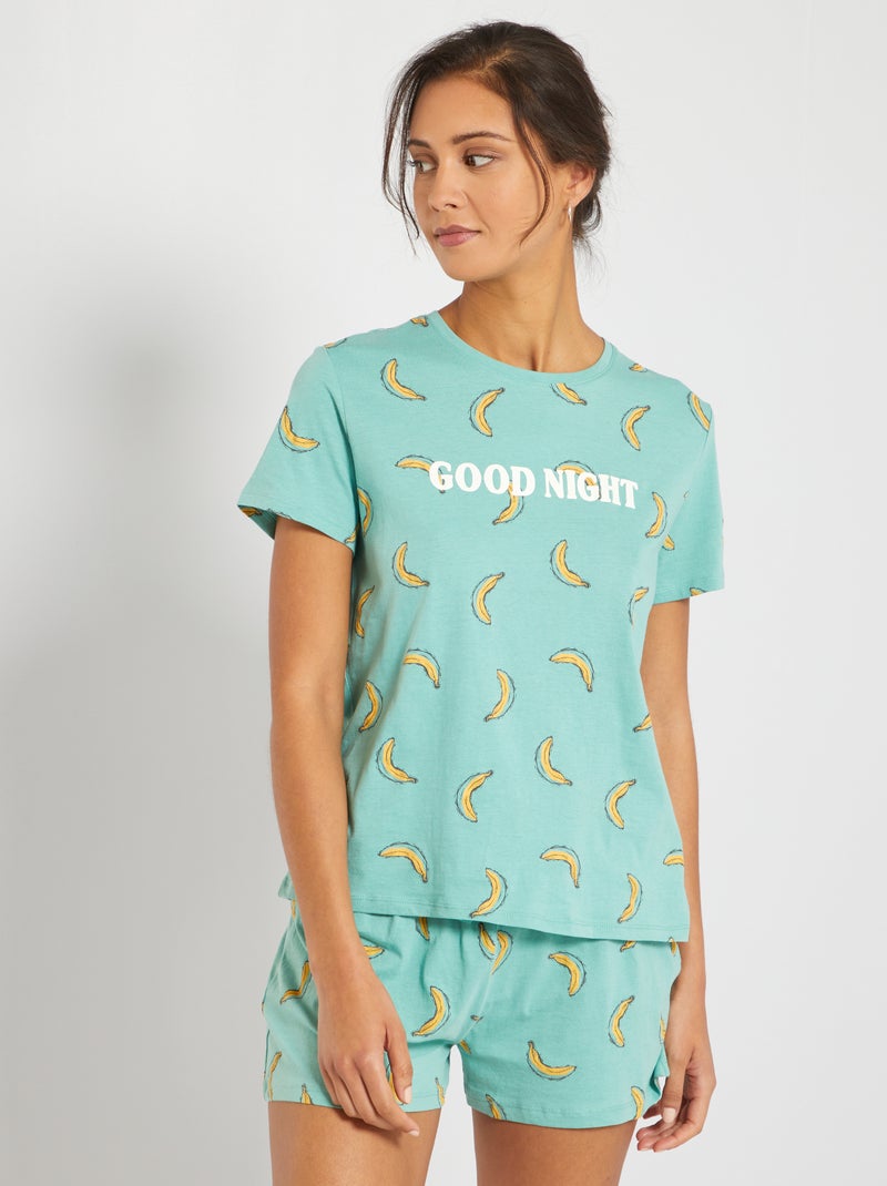Pijama curto com estampado 'bananas' VERDE - Kiabi