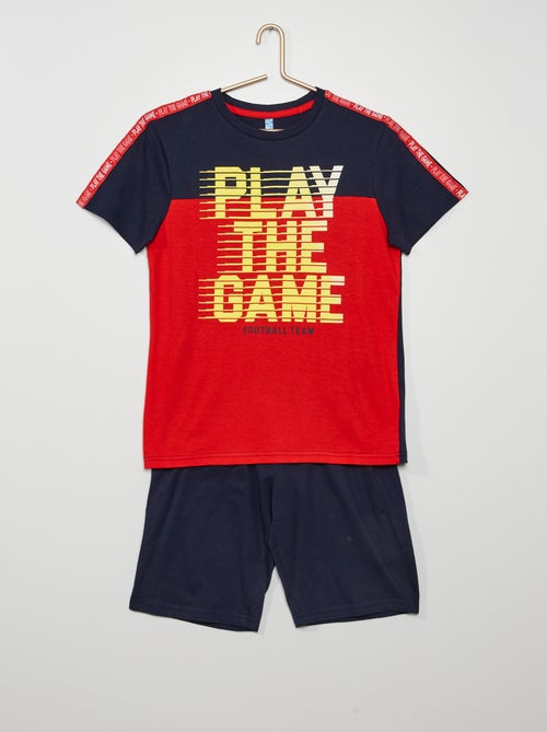 Pijama curto com estampado 'futebol' - Kiabi