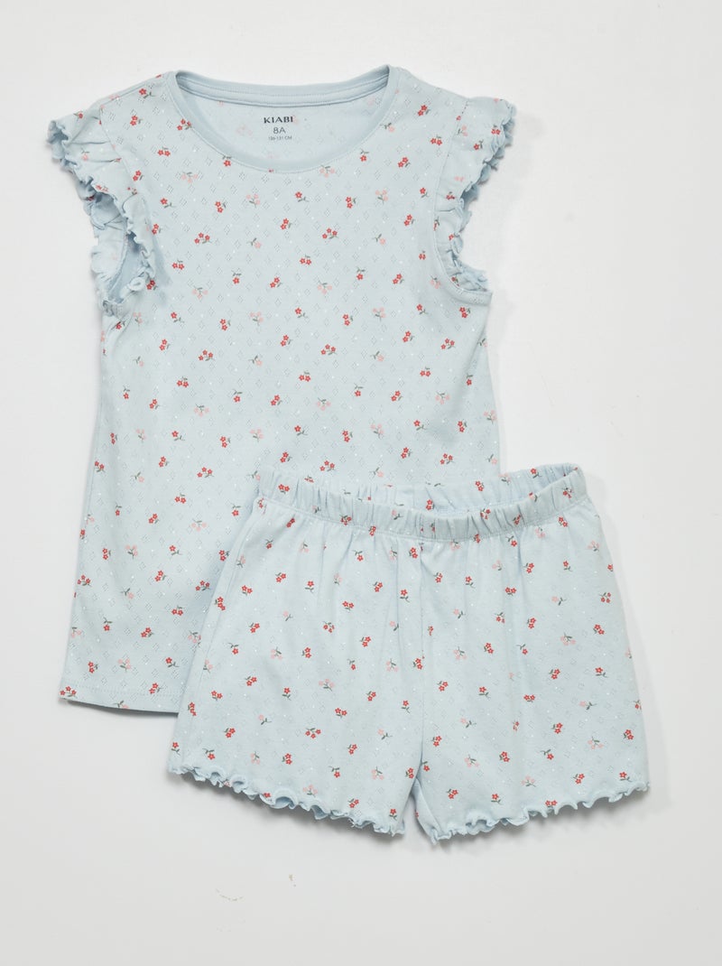 Pijama curto com motivo - 2 peças AZUL - Kiabi