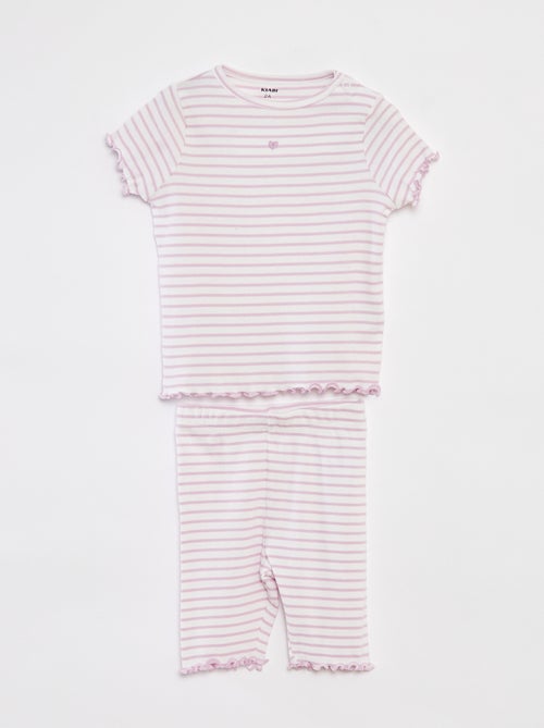 Pijama curto com nervuras  - - Kiabi
