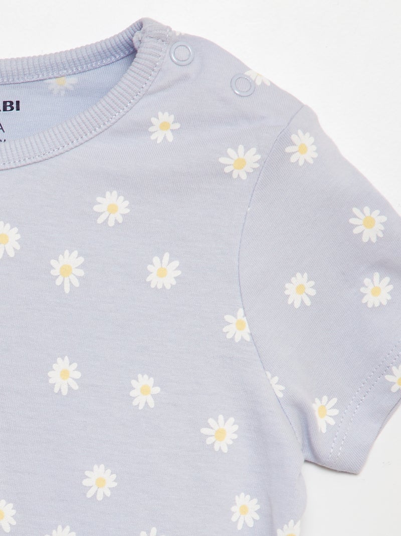 Pijama curto com t-shirt + calções - 2 peças AZUL - Kiabi