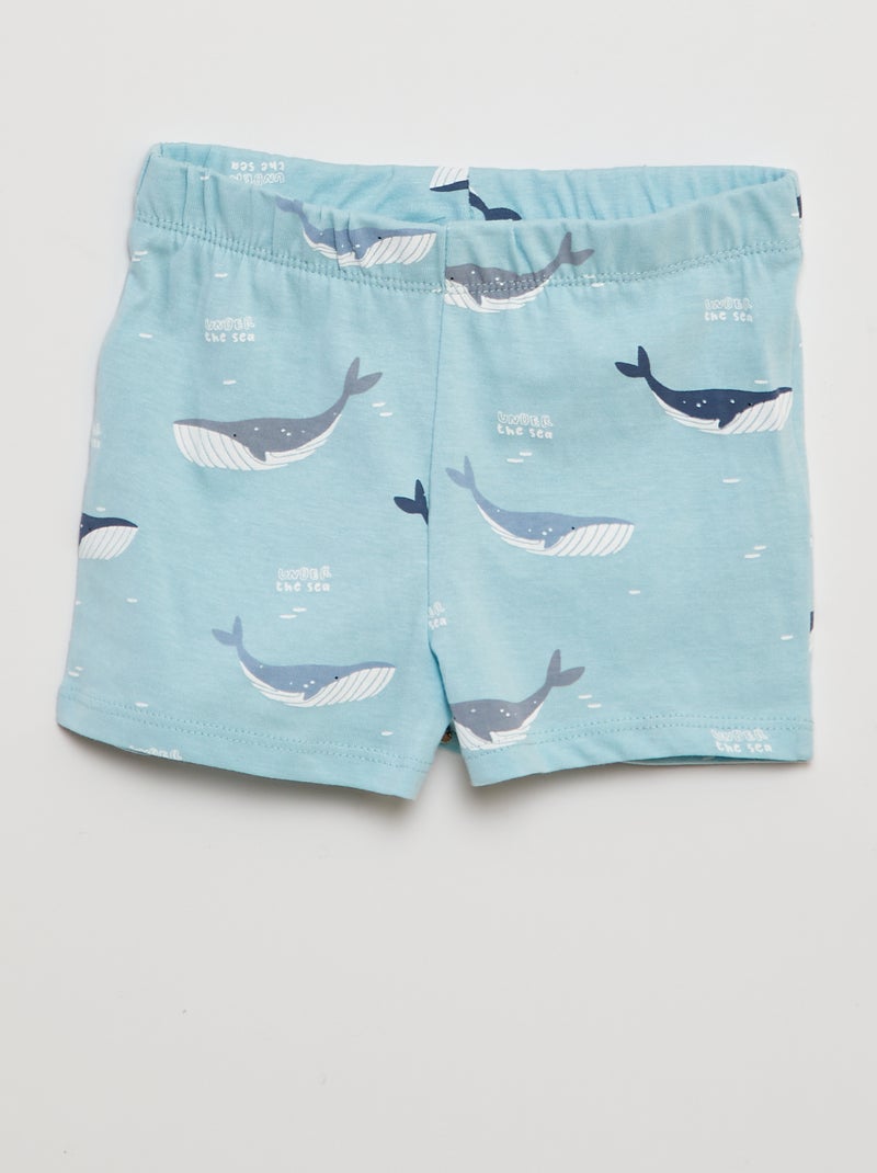 Pijama curto com t-shirt + calções - 2 peças AZUL - Kiabi