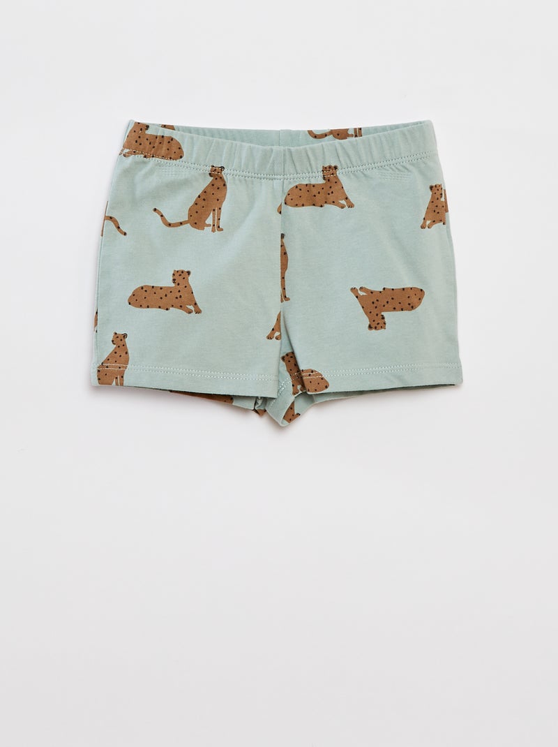 Pijama curto com t-shirt + calções - 2 peças AZUL - Kiabi