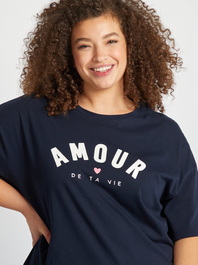 Pijama curto com t-shirt + calções - 2 peças AZUL - Kiabi